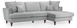 Beloit Fabric Right Hand Corner Sofa In Grey With Wooden Legs