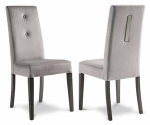 Sarver Grey Fabric Dining Chairs With High Gloss Legs In Pair