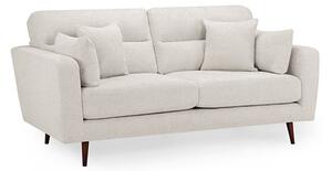 Zurich Fabric 3 Seater Sofa In Beige With Brown Wooden Legs