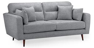 Zurich Fabric 3 Seater Sofa In Grey With Brown Wooden Legs