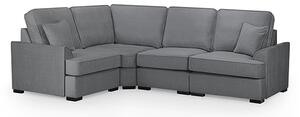 Frisco Fabric Left Hand Corner Sofa In Grey With Wooden Feets