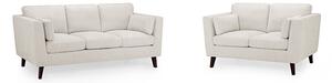 Alto Fabric 3+2 Seater Sofa Set In Beige With Wooden Legs