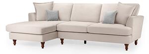 Beloit Fabric Left Hand Corner Sofa In Beige With Wooden Legs