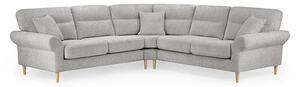 Fairfax Large Fabric Corner Sofa In Silver With Oak Wooden Legs