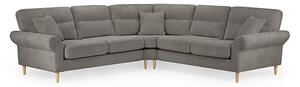 Fairfax Large Fabric Corner Sofa In Mocha With Oak Wooden Legs