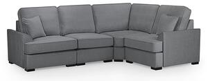 Frisco Fabric Right Hand Corner Sofa In Grey With Wooden Feets