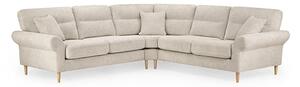 Fairfax Large Fabric Corner Sofa In Beige With Oak Wooden Legs