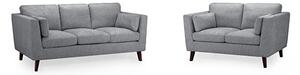 Alto Fabric 3+2 Seater Sofa Set In Grey With Wooden Legs