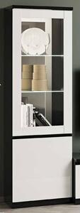 Regal High Gloss Display Cabinet 1 Door In White Black And LED