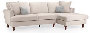 Beloit Fabric Right Hand Corner Sofa In Beige With Wooden Legs