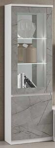 Regal Gloss Display Cabinet 1 Door In White Marble Effect LED