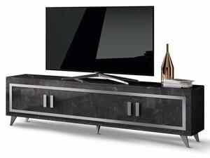 Sarver High Gloss TV Stand With 4 Doors In Black With LED