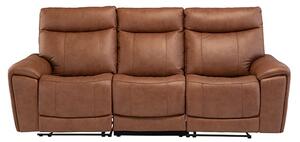 Deland Faux Leather Electric Recliner 3 Seater Sofa In Tan