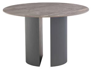 Beccles Sintered Stone Dining Table Round In Polished Grey