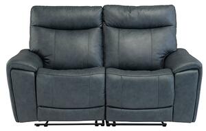 Deland Faux Leather Electric Recliner 2 Seater Sofa In Blue