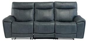 Deland Faux Leather Electric Recliner 3 Seater Sofa In Blue