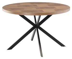 Cadott Wooden Dining Table Round In Medium Oak Veneer