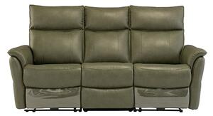 Canyon Faux Leather Electric Recliner 3 Seater Sofa In Green