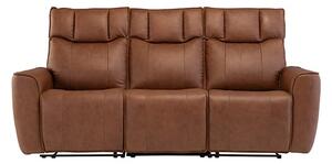 Dessel Faux Leather Electric Recliner 3 Seater Sofa In Tan