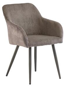 Glen Velvet Dining Chair In Grey Corduroy With Grey Metal Legs