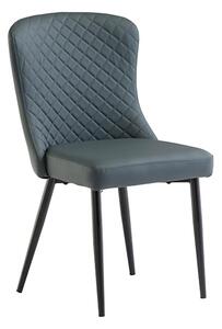 Hailey Faux Leather Dining Chair In Blue With Black Legs