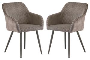 Glen Grey Corduroy Velvet Dining Chairs In Pair