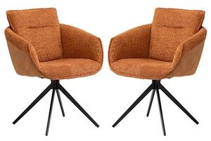 Natick Rust Boucle Fabric Dining Armchairs In Pair