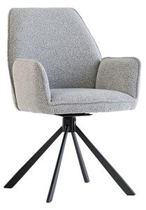 Harris Swivel Boucle Fabric Dining Chair In Grey