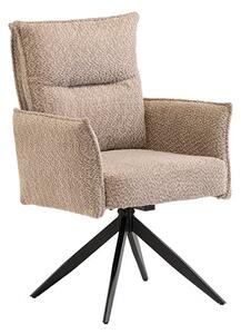 Paxton Swivel Boucle Fabric Dining Chair In Oyster