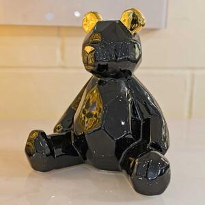 Visalia Ceramic Teddy Bear Sculpture In Black And Gold