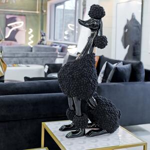 Alton Resin Pompom Poodle Sculpture In Black Gloss