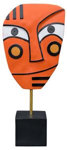 Alton Resin Abstract Face Art Sculpture In Orange