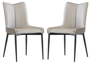 Newark Grey And Light Grey Faux Leather Dining Chairs In Pair