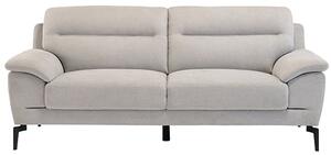 Marne Fabric 3 Seater Sofa In Light Grey With Black Metal Legs