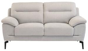 Marne Fabric 2 Seater Sofa In Light Grey With Black Metal Legs