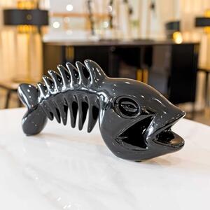 Visalia Ceramic Fish Bone Sculpture In Black