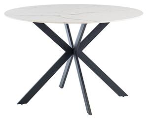 Terrell Round High Gloss Sintered Stone Dining Table In White