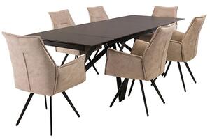 Beatty Extending Stone Dining Table With 6 Reston Oyster Chairs