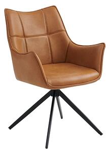 Vernon Faux Leather Dining Armchair In Tan With Black Legs