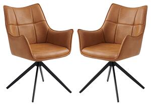 Vernon Tan Faux Leather Dining Armchairs In Pair