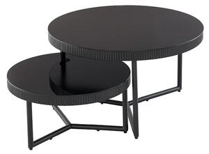 Tipton Set Of 2 Black Glass Coffee Tables With Black Frame