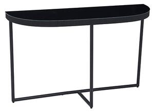 Tipton Black Glass Console Table With Black Metal Frame