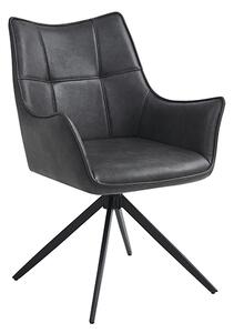 Vernon Faux Leather Dining Armchair In Charcoal With Black Legs