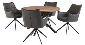 Cadott Wooden Dining Table Round With 4 Vernon Charcoal Chairs