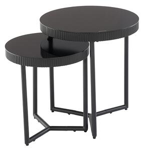 Tipton Set Of 2 Black Glass End Tables With Black Frame