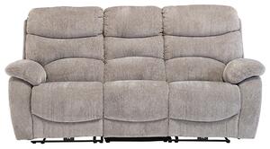 Toccoa Fabric Electric Recliner 3 Seater Sofa In Light Grey