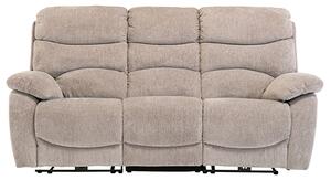 Toccoa Fabric Electric Recliner 3 Seater Sofa In Mink