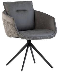 Lacey Fabric And Faux Leather Dining Chair In Grey