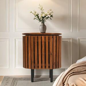 Salina Mango Wood Bedside Cabinet With 1 Door In Walnut