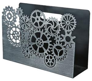 Brooklyn Metal Gear Wheels Magazine Rack In Silver